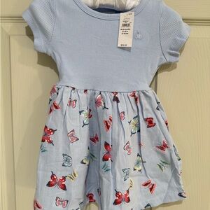 Cherokee Light Blue Butterfly Print Casual Dress